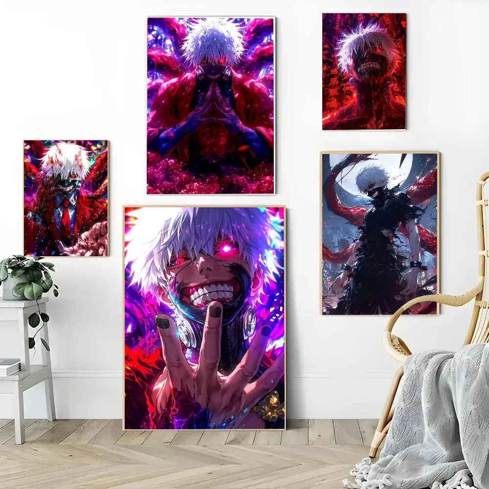 1OC Japanese anime Tokyo Ghoul Kaneki Ken poster Self-adhesive Art Waterproof Paper Sticker Coffee House Bar Room Wall Decor