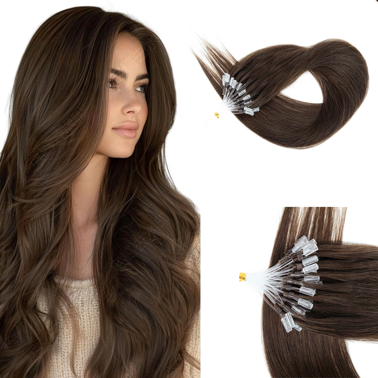 Micro link Hair Extensions Human Hair  Invisible Seamless Micro Bead Extensions Cold Fusions Adds Length and Full Volume 12