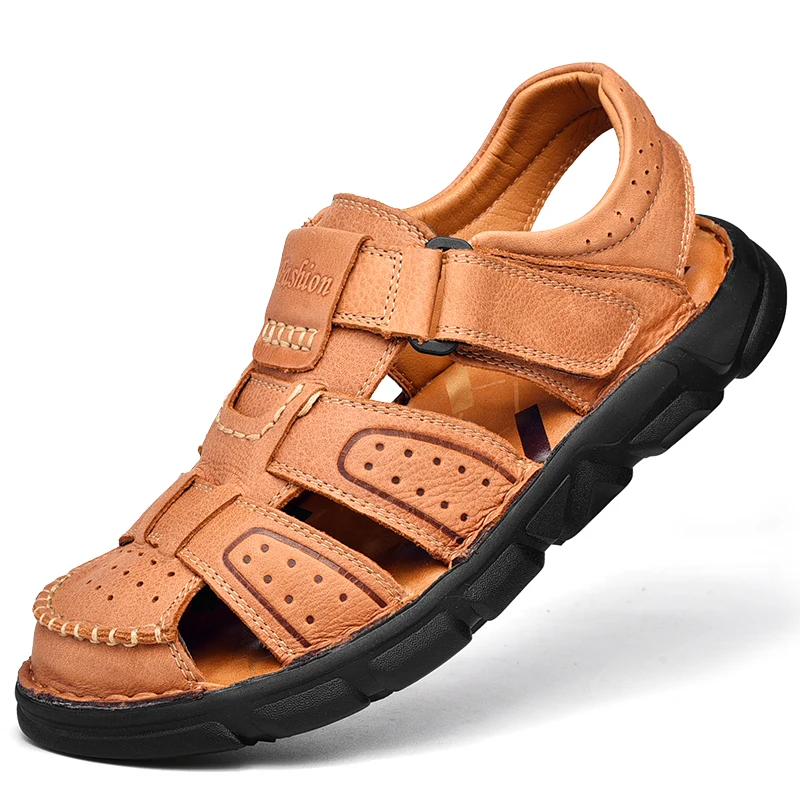 Echt leder Freizeit schuhe für Männer hochwertige klassische Herren Sandalen Sommer Outdoor Walking Herren Turnschuhe atmungsaktive Herren Sandalen – Detail 25