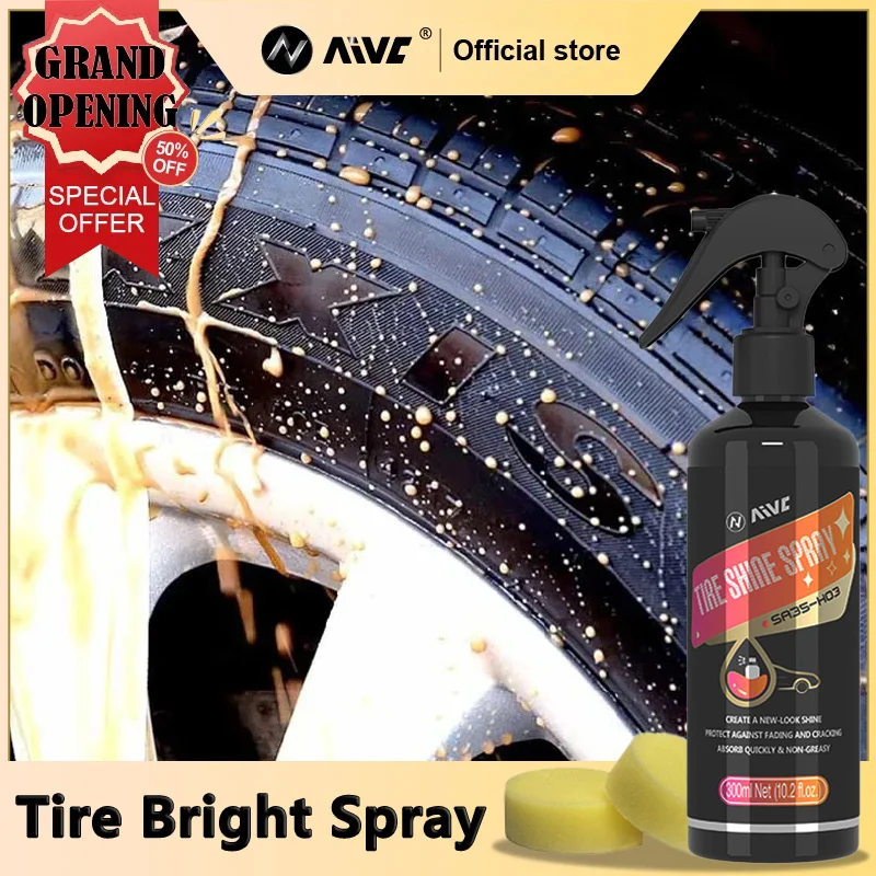 AIVC Car Tire Gloss Spray, Gloss Coating, Waterproof And Anti-Aging, Suitable Tire, Plastic And Rubber Parts Automotive Details