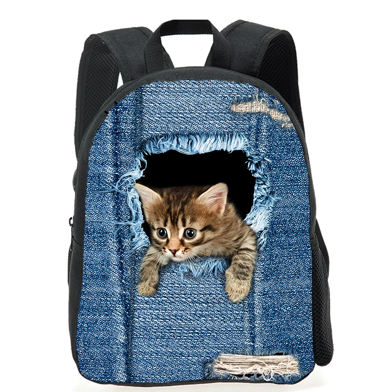 

Preschool kitten pattern backpack, school classic children's backpack
