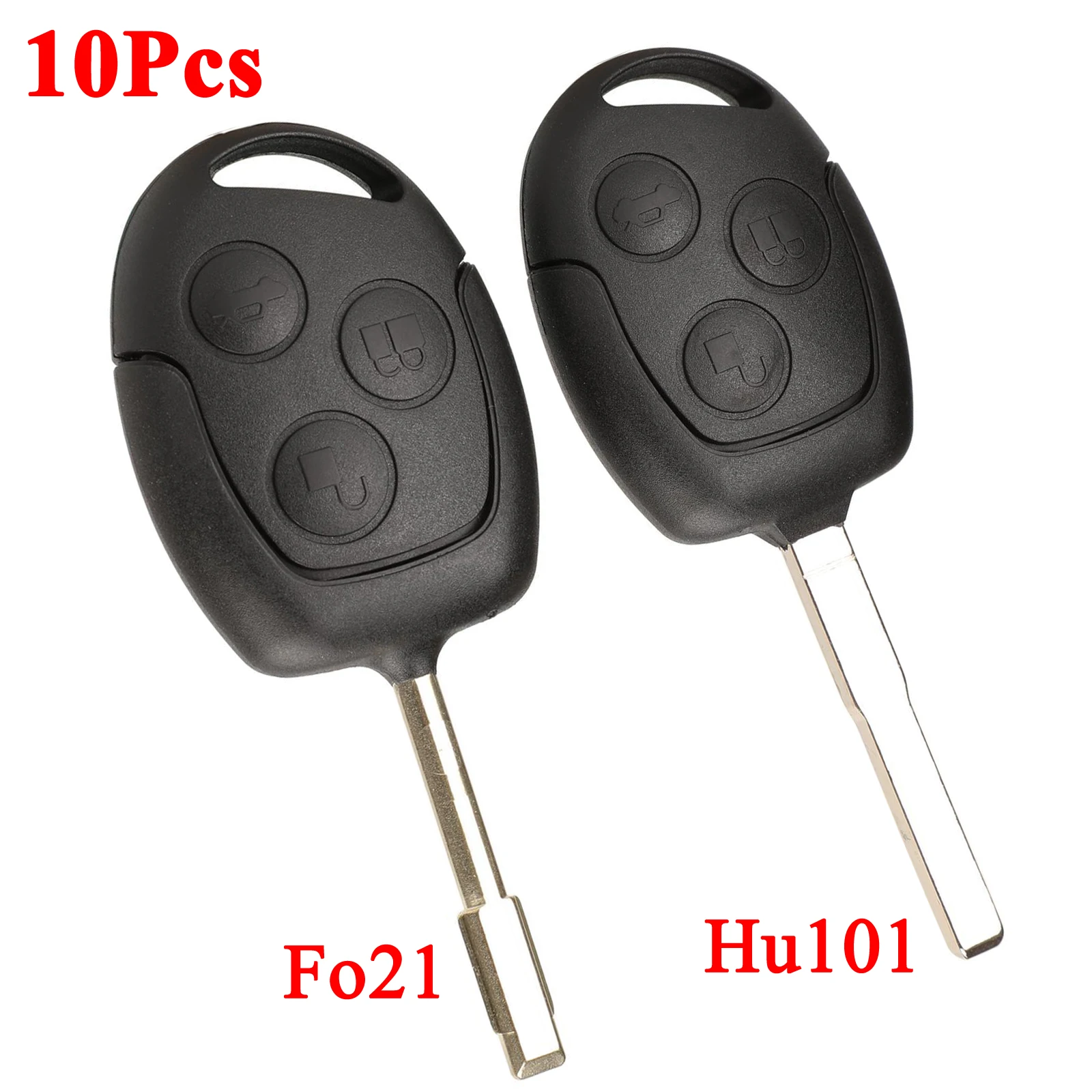 

jingyuqin 10pcs Remote Key Shell for Ford Focus Fiesta Mondeo C MAX Fusion Transit HU101 Fo21 Blade Key Fob Case 3 Buttons