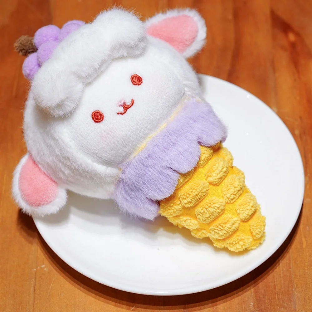 Cute Fluffy Sheep Ice Cream Cone Plush Toy Soft Stuffed Fruit Dessert Food Doll Sweet Room Decor Birthday Gift