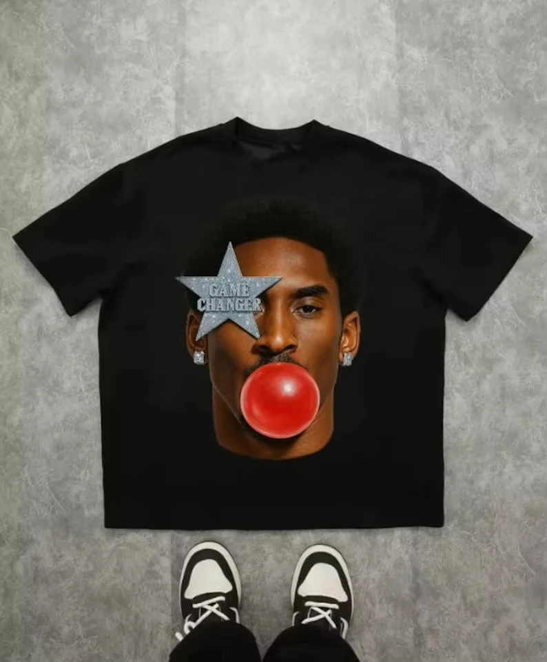 Vintage Bryant Red Bubblegum Big Face Basketball Superstar Graphic Tee Cotton Mens Womens T-Shirt Summer Streetwear