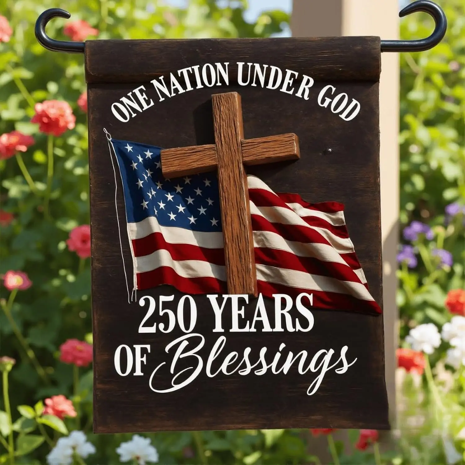 Christian Patriotic Garden Flag One Nation Under God July 4th Flag USA | 250th Anniversary Yard Flags 12x18 Inch Weather Res llp