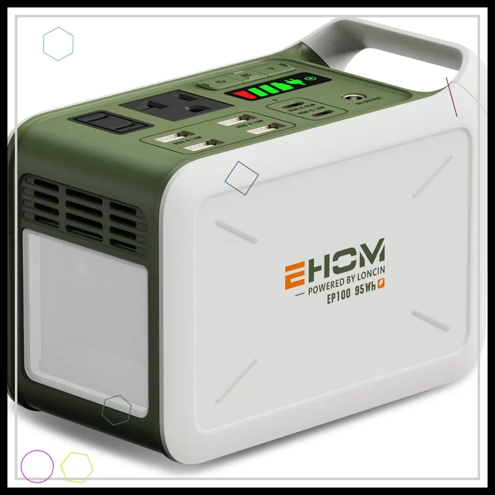 

Portable Power Station 95Wh, 100W Peak, Solar Generator with AC/USB/Car Outlets for Camping Emergency