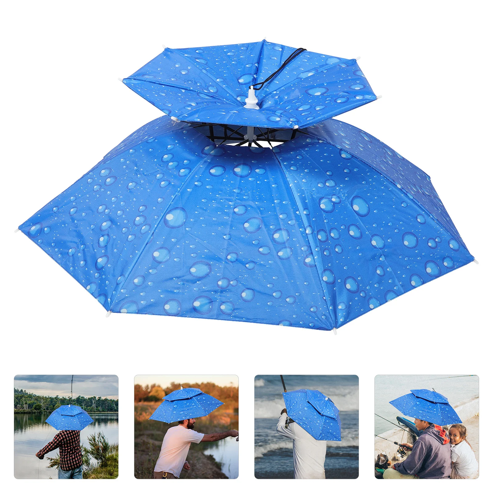 

Sun Protection Umbrella Hat Double Layer Uv Protection Waterproof Outdoor Headwear For Fishing Travel Camping Beach Sports