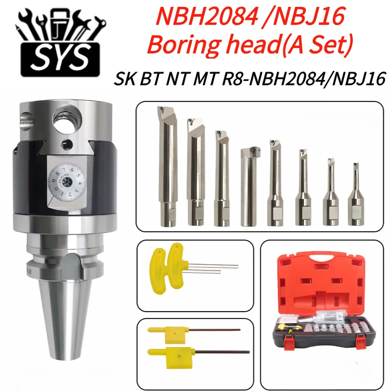NBH2084 NBJ16 Boring Tool Suit Fine Boring Head BT30 BT40 BT50 NT30 NT40 R8 MTA MTB SK30 SK40 Tool Holder 8 Bar Boring Tool Set