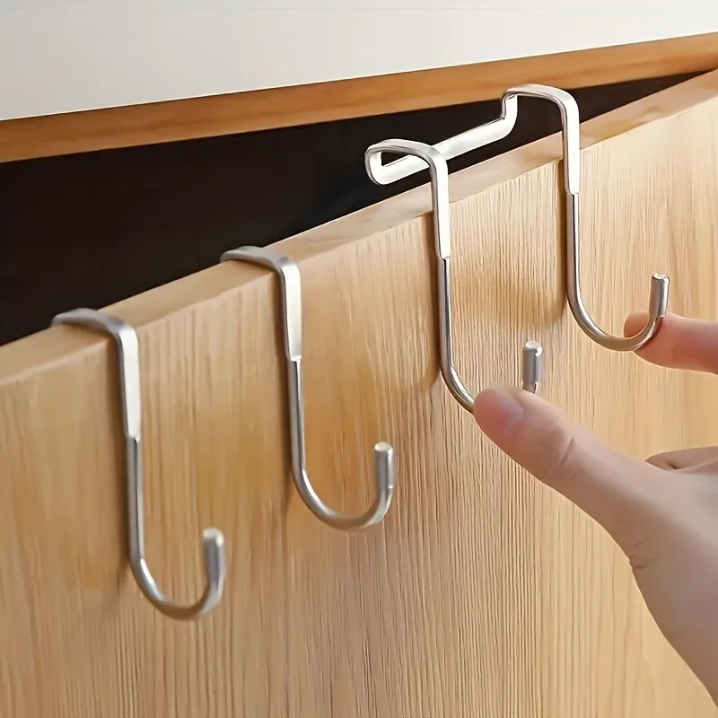 1Pc Stainless Steel S-hook Wardrobe, Shoe Cabinet, Strong Load-bearing, Non-perforated Bedside Cabinet Door Hook, S Type Hook