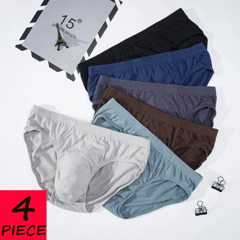 4 pièces 100% coton hommes slips grande taille XL-5XL hommes sous-vêtements culottes hommes respirant Sexy Lingerie confortable court caleçon