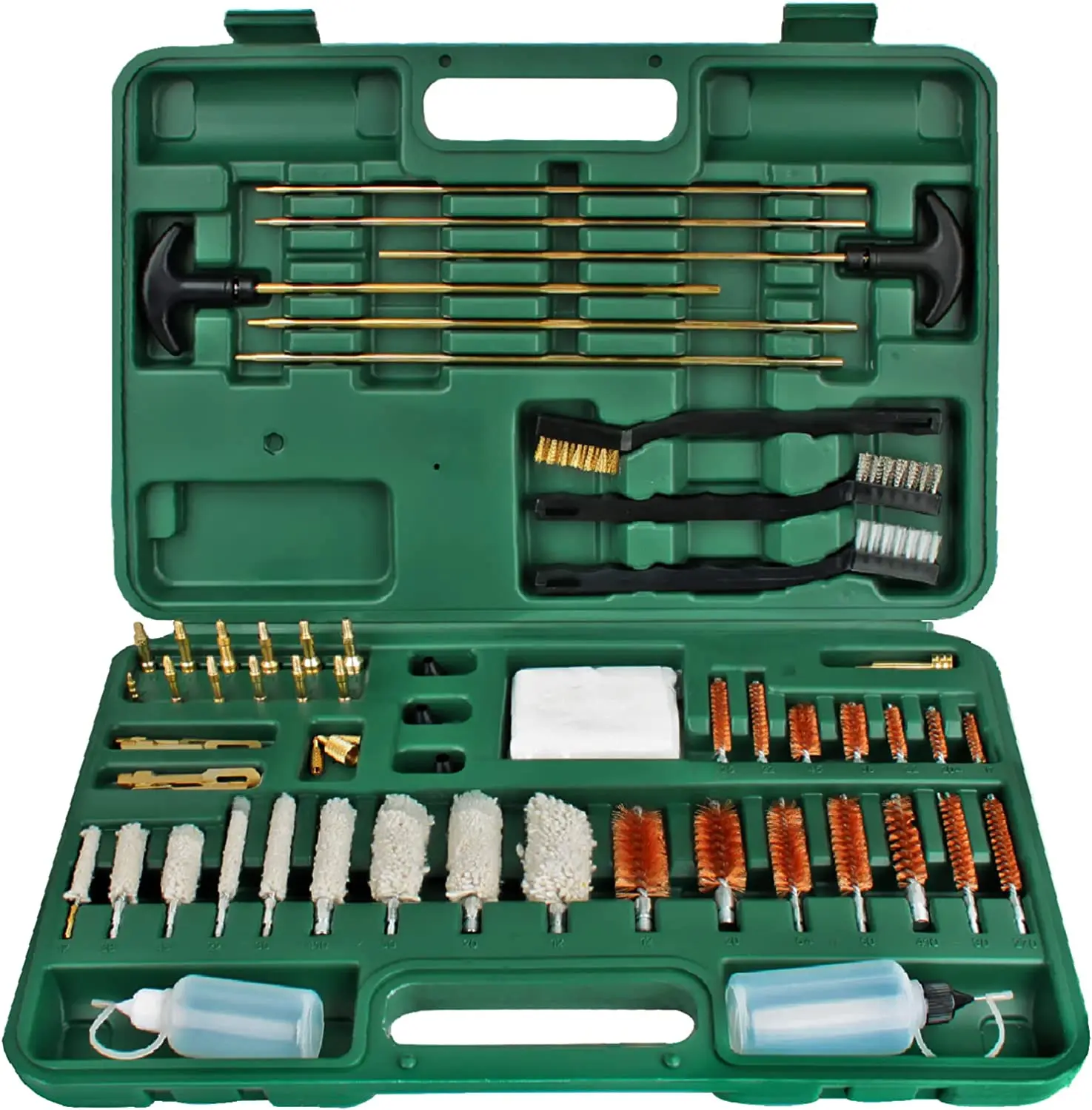 

Alleius Hunting Shooting Cleaning Kits Supplies Rod Bore Brushes Universal All Cleaning Kit with Case Plastic Brushes