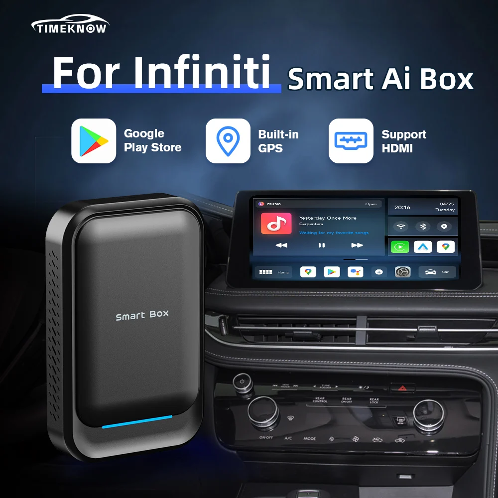 

TIMEKNOW Ai Box For Infiniti Wireless CarPlay Wireless Android Auto Adapter HDMI GPS For Infiniti Q50 Q60 QX50 QX80 QX55 QX60