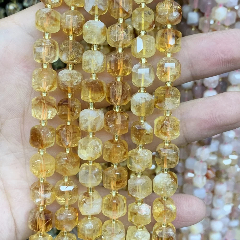 

Natural Square 6mm 8mm Citrine Cube amethys Loose Spacer Beads for Jewelry Making DIY Women's Charm Necklace Earrings