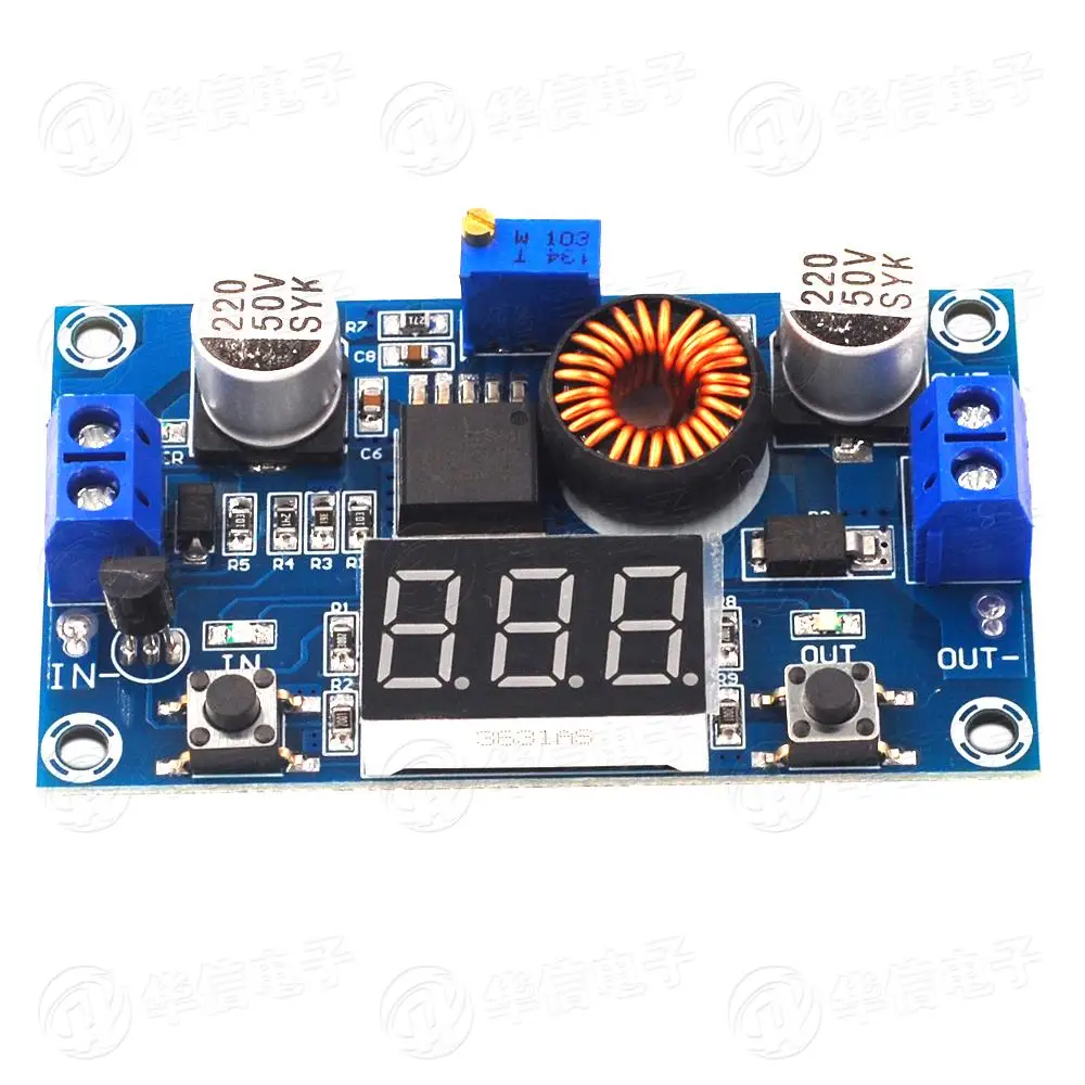 10pcs/lot 5A High-power XL4015 75W DC-DC Adjustable  Voltage Reduction Module with Voltmeter Display and Copper Pillar