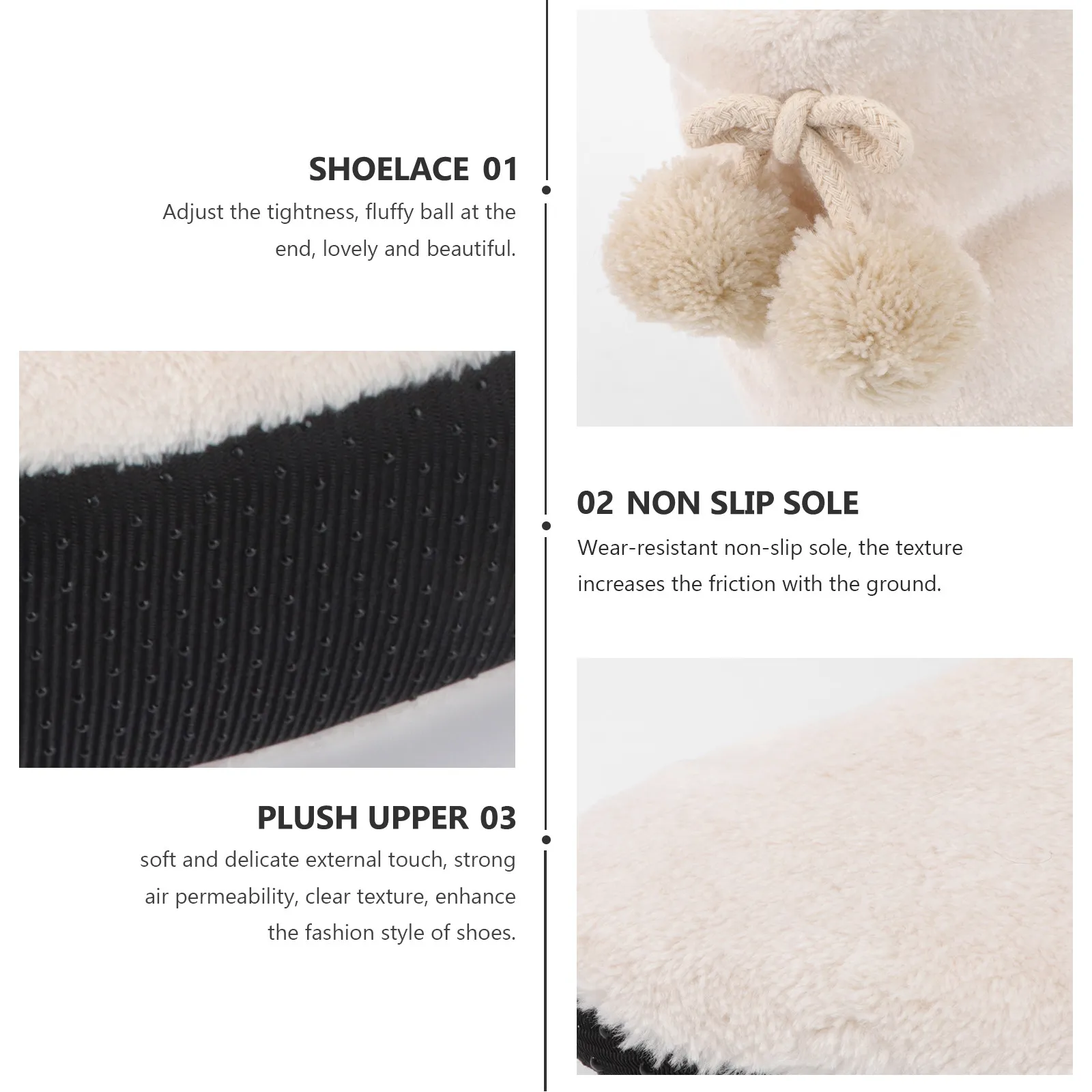 1Pair Warm Winter Home Wearing Durable Flat Bottom Shoes Parent-Child Floor Coral Fleece Home Wearing