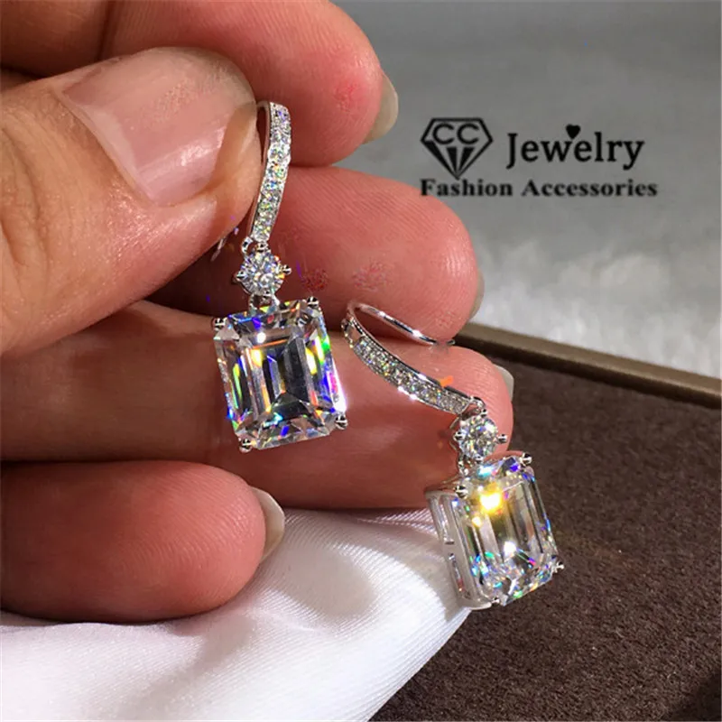 Drop Earrings For Women White Cubic Zircon Ear Hook Bridal Wedding Jewelry Engagement Jewelry High Quality Drop Shipping CCE720