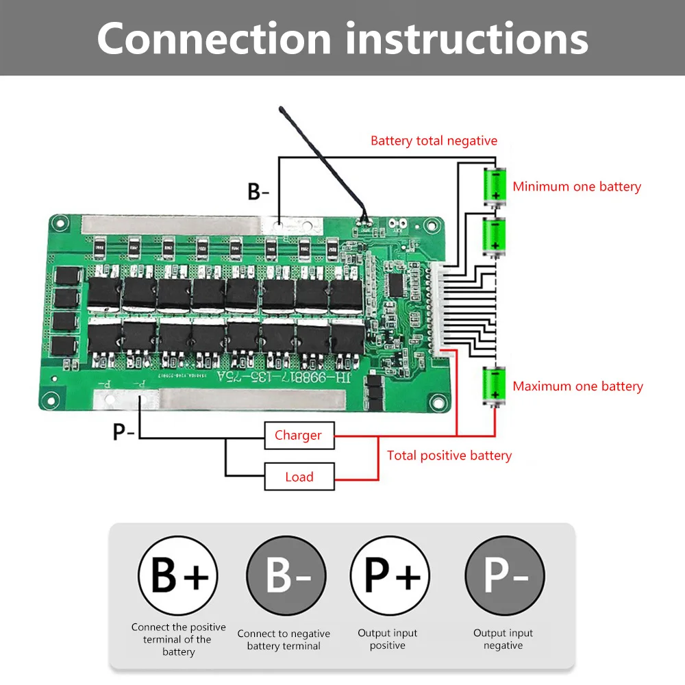 Scheda di protezione del caricabatteria al litio 13S BMS 48V 30A/40A/50A/60A/70A con circuito del caricatore di bilanciamento del controllo della