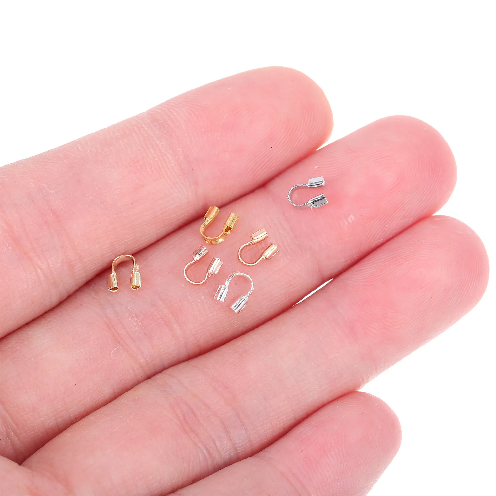 600Pcs Wire Crimp Sleeves Jewelry Making Supplies Shape Thread Protector Necklace Bracelet Cable