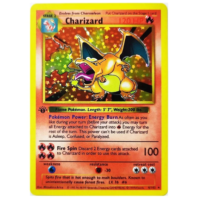 11Pcs/set Pokemon 1996 1St Edition Middle Partial Star Flash Card Charizard Alakazam Clefairy Game Collection Cards Gift Toy