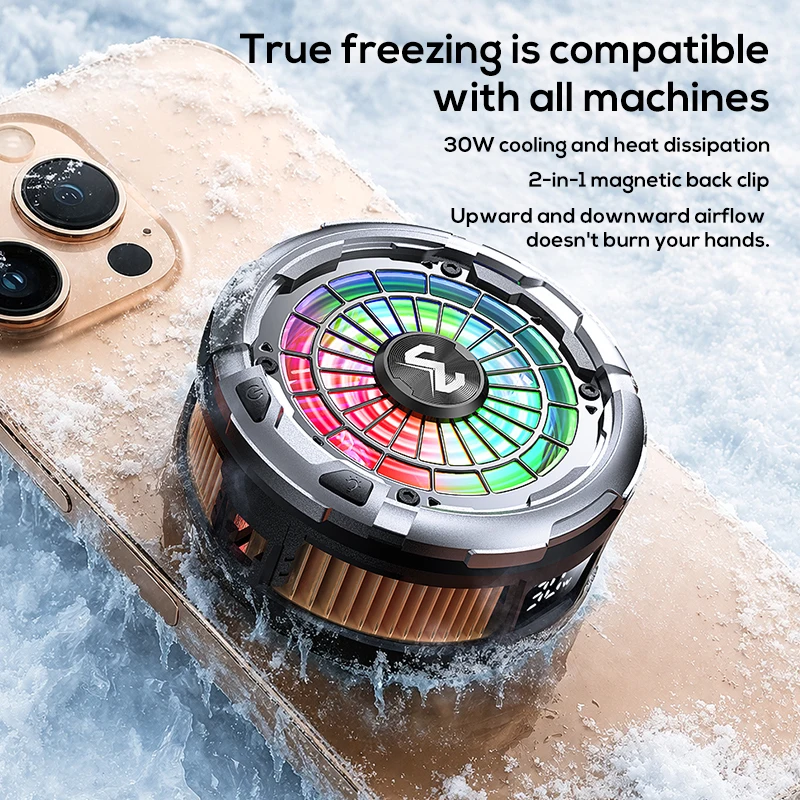 MEMO CX26 Magnetic / Clip AI Semiconductor Freeze Refrigeration Phone Cooler 12V/2.5A Digital Display Fast Cooling Fan Radiator