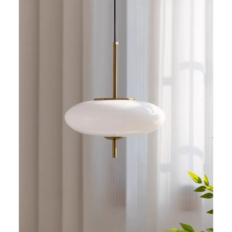 

Nordic Danish Designer White Cream Glass Pendant Lamp Modern Bauhaus UFO Light Fixture for Kitchen Bedroom Art Decor Appliance