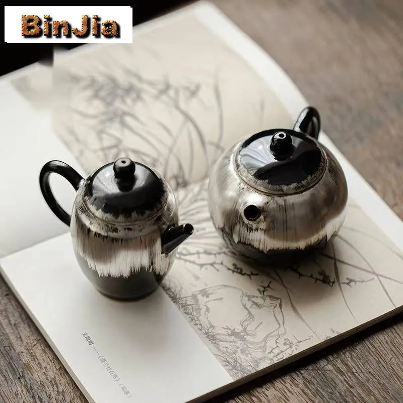 

Черный золотой глазурованный чайник Sier, чайник с фильтром ручной работы, эстетический высококачественный чайник для замачивания, набор аксессуаров, коллекционные принадлежности