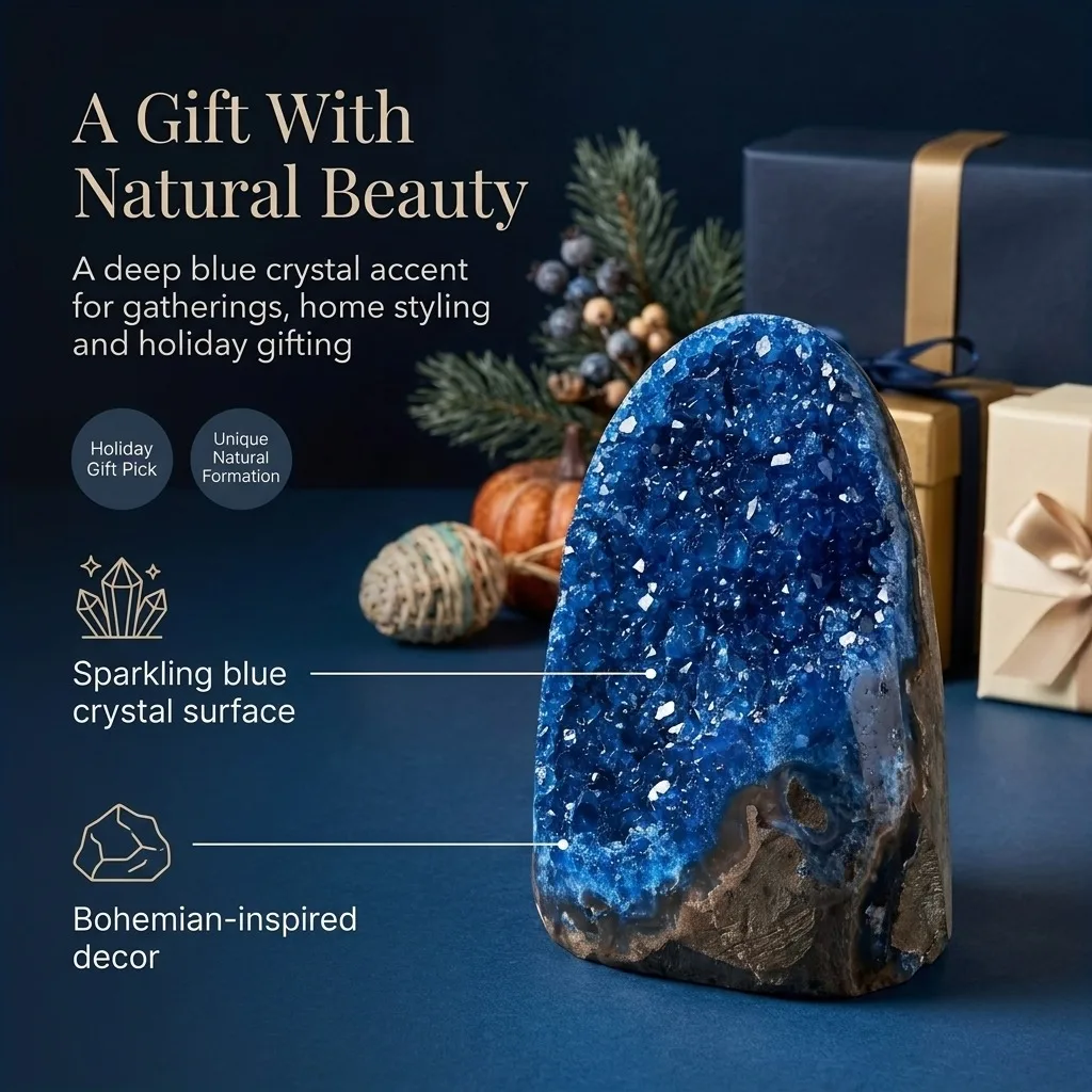 Natural crystal blue crystal cluster, with random styles, suitable for daily home decoration ornaments, foyer embellishments, elegant craftsmanship materials, it is the best choice for housewarming, opening, business gift giving