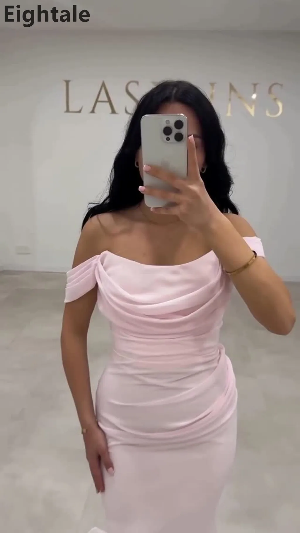 Robe de soirée sirène rose, épaules dénudées, en mousseline de soie, Maxi, arabe saoudien, robe de bal, dubaï, personnalisée, 2025