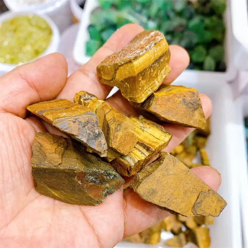 1kg Natural Raw Tiger Eye  Stone Combo Bulk Wholesale Crystal Chunks Healing Crystals Landscaping Feng Shui Fish Tank Decor