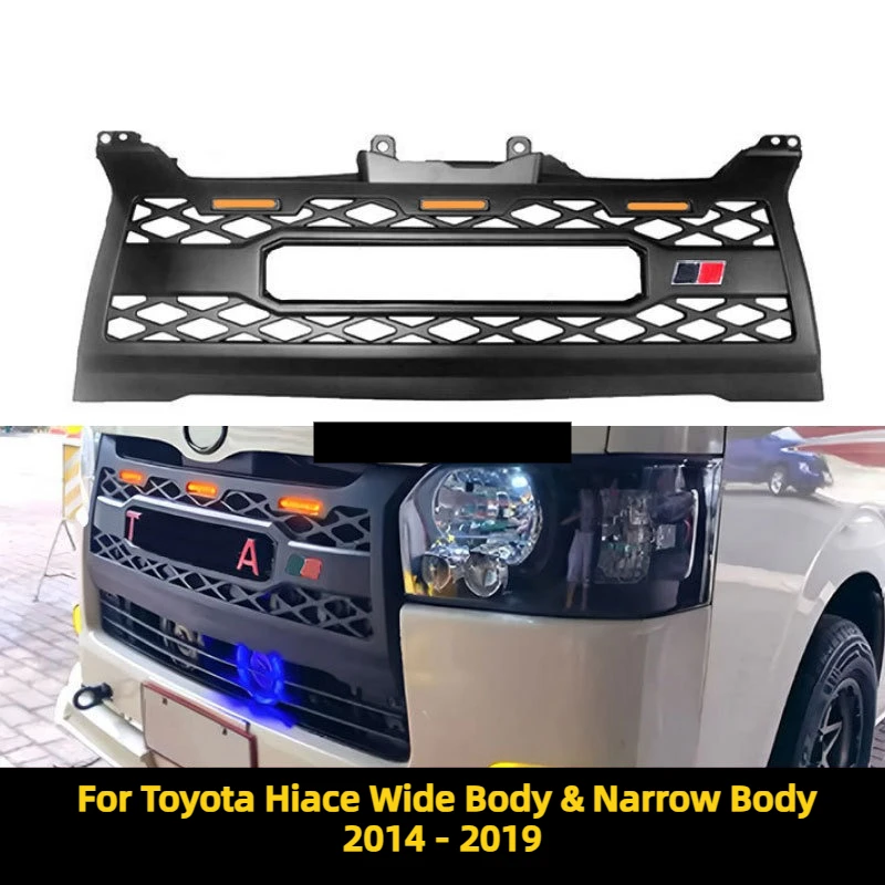 Front Grille GR Style Front Face Grille For Toyota Hiace Wide Body & Narrow Body 2014 2015 2016 2017 2018 2019 Special Fit