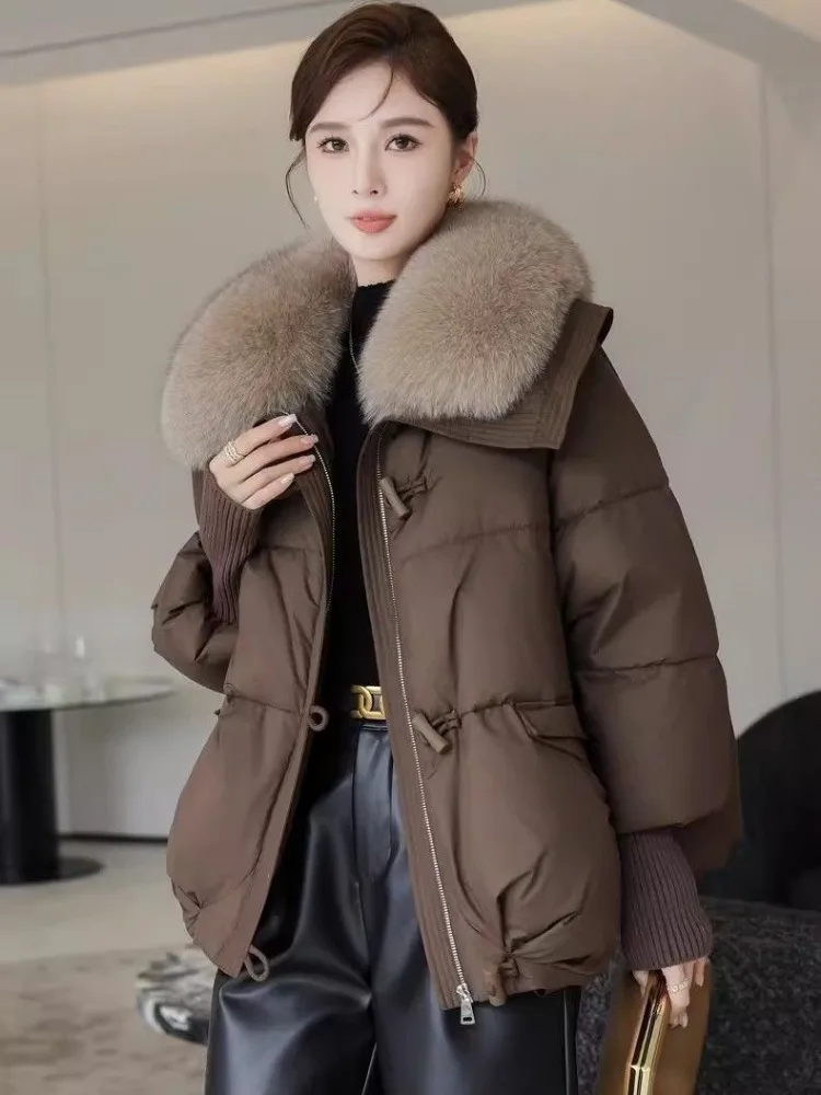 Abrigos de algodón de plumón de diseño de lujo para mujer, chaquetas cálidas de invierno, chaqueta fría de tendencia, Parkas de punto de retazos de manga larga a prueba de viento