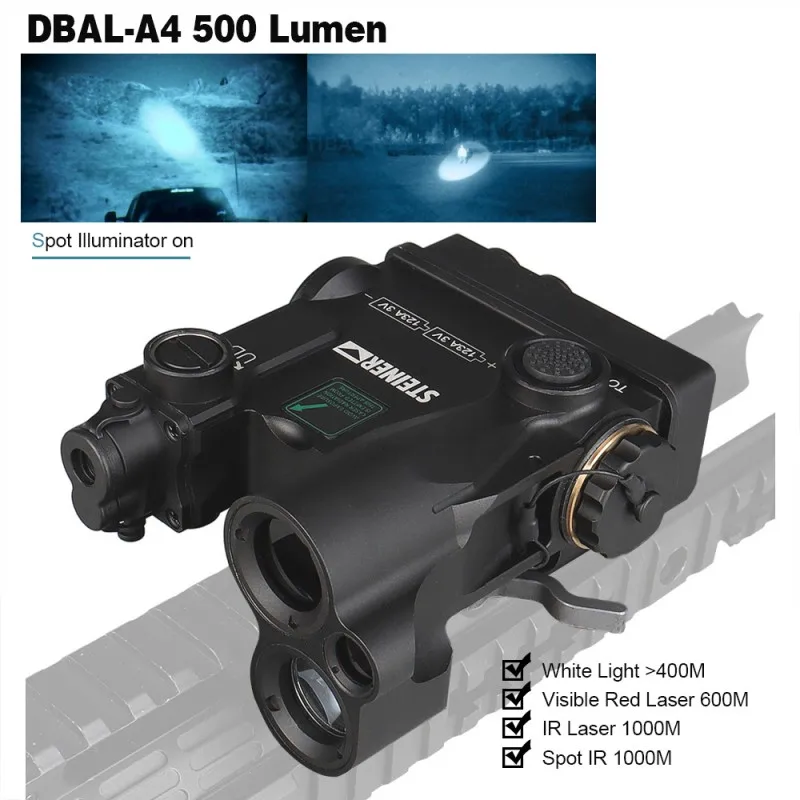 Tactical Dbal LASER A4 Dual Beam Aiming Laser with Visible/Infrared Laser/Infrared Spot/Flood Illuminator/Tactical Light