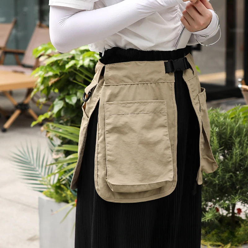 Waist Wrap Apron Sleeveless Half Body Outdoor Multi Pocket Adjustable Waterproof Multi Functional Travel Kitchen Apron