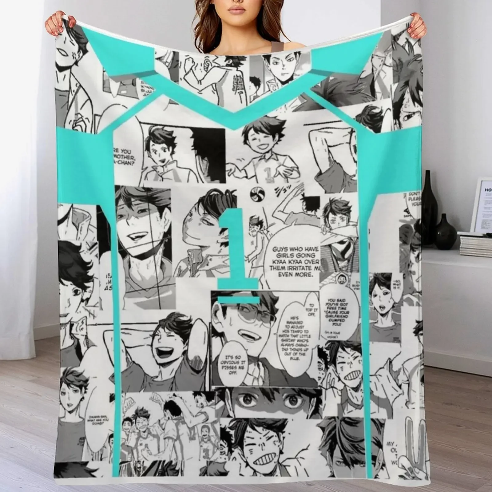 

oikawa jersey collage Throw Blanket cosplay anime Luxury Throw Luxury Designer Blankets