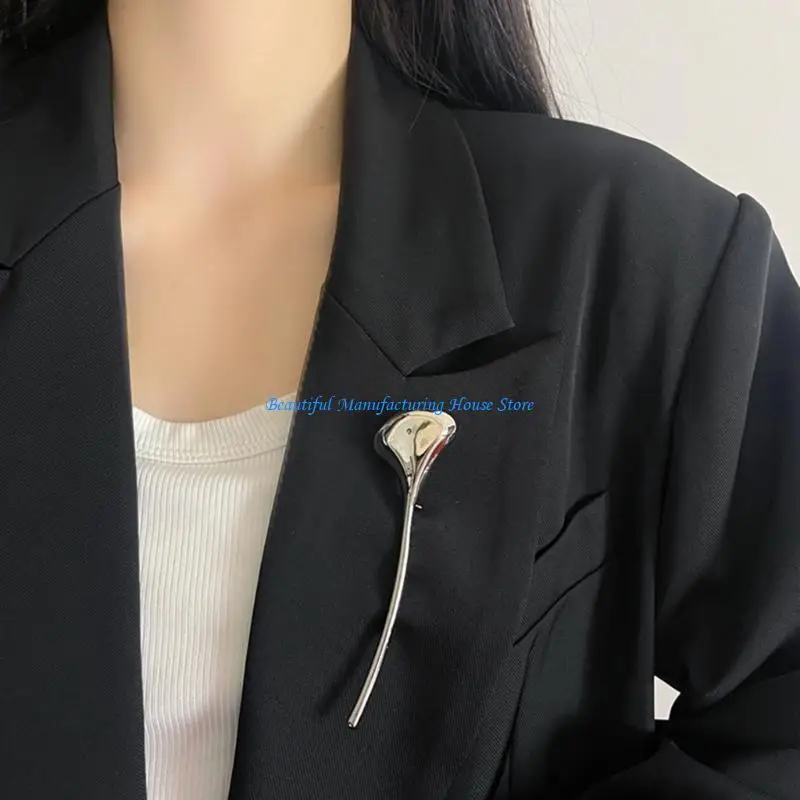 E56A Spille premium in metallo a due foglie per abiti formali. Confezione regalo bicolore inclusa