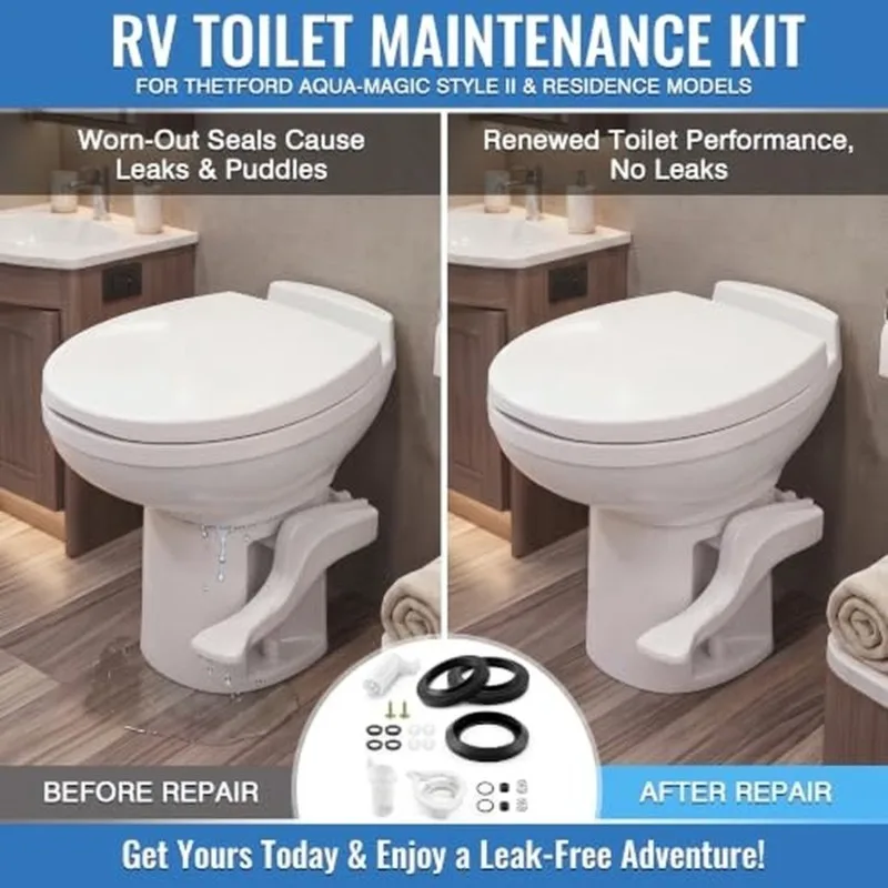 For Thetford Aqua-Magic Style II RV Toilet Replacement Kit 42048+ 42049 Valve And Waste Ball Drive Repair Components