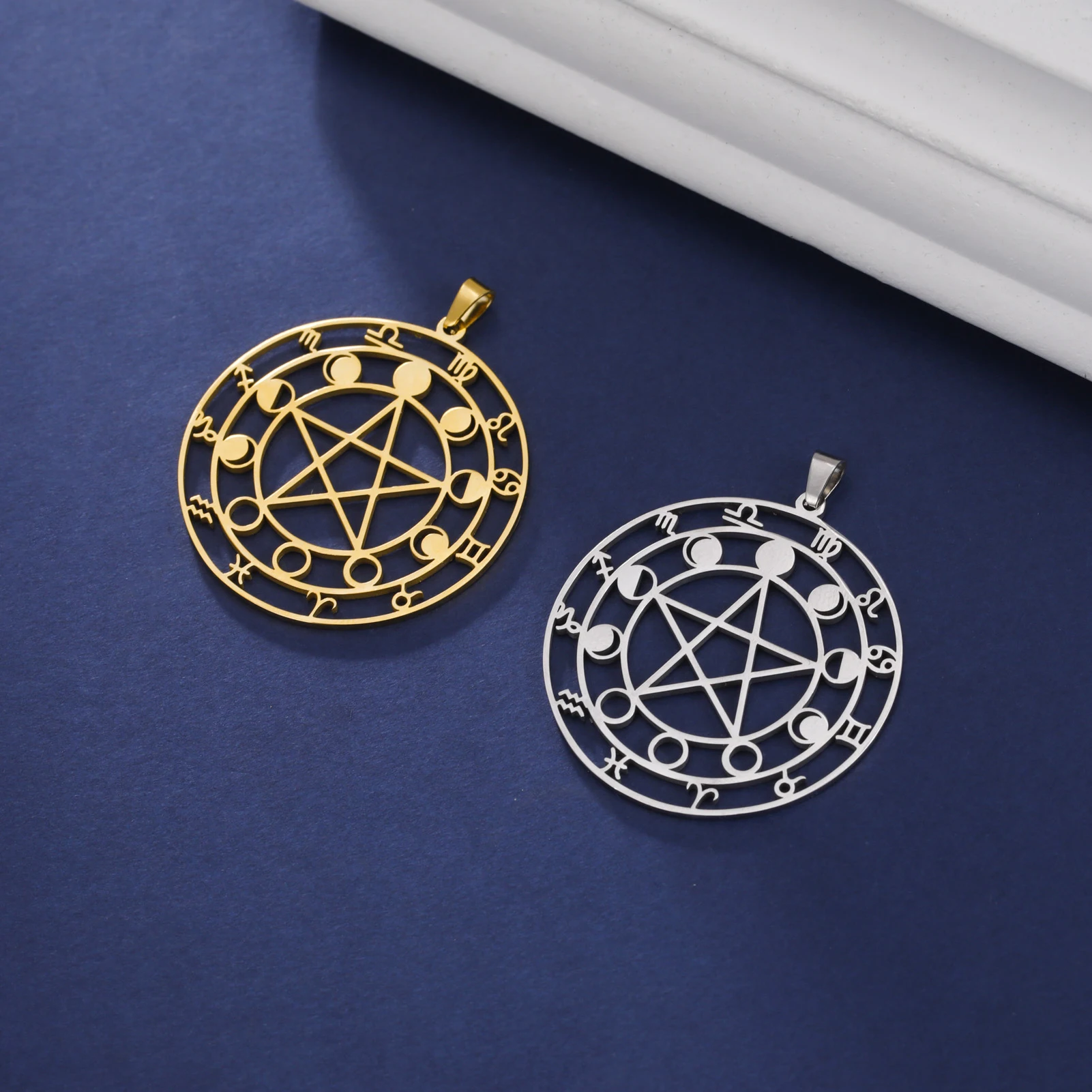 

5pcs/Lot Wholesale 12 Constellations Small Pendant Accessories Stainless Steel Pentagram Charms For Jewelry Handmaking DIY Gifts