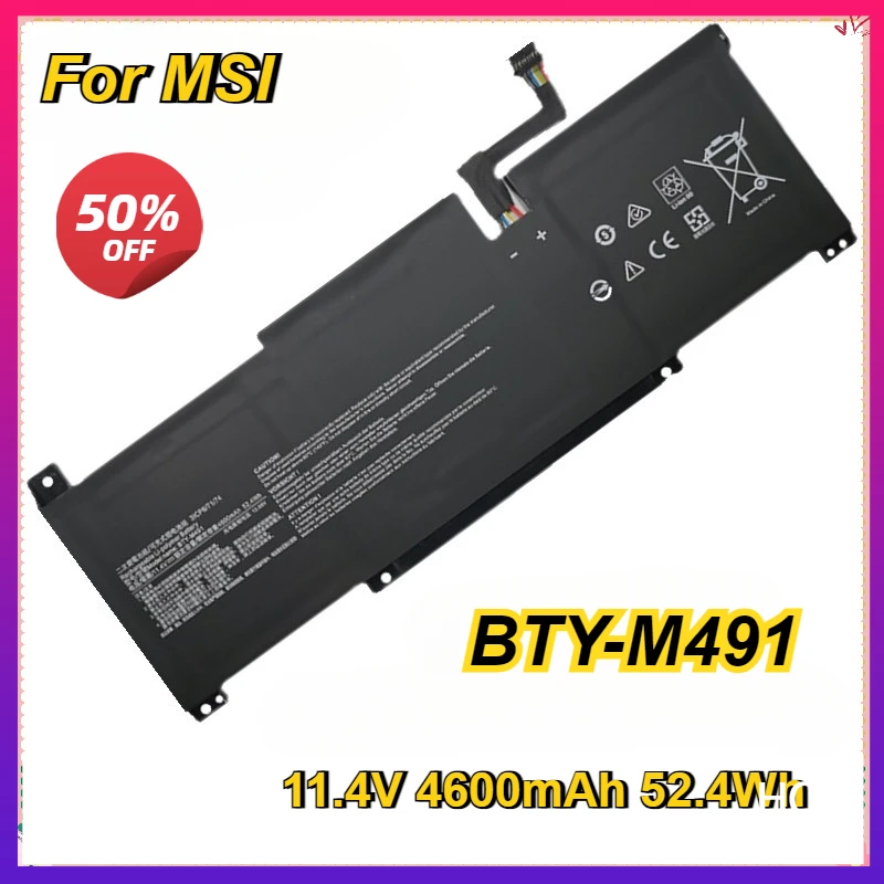 

BTY-M491 Laptop Battery for MSI Modern 15 A10RB Laptop Batteries Notebook Battery 3ICP6/71/74 Modern 15 A10M(MS-1551) 52.4Wh