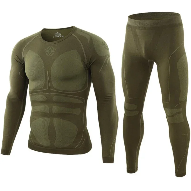 Winter Camouflage Men\'s Thermal Underwear Suit Elastic Quick Drying Warm Tactical Underwear Sets Men Sports Long Johns