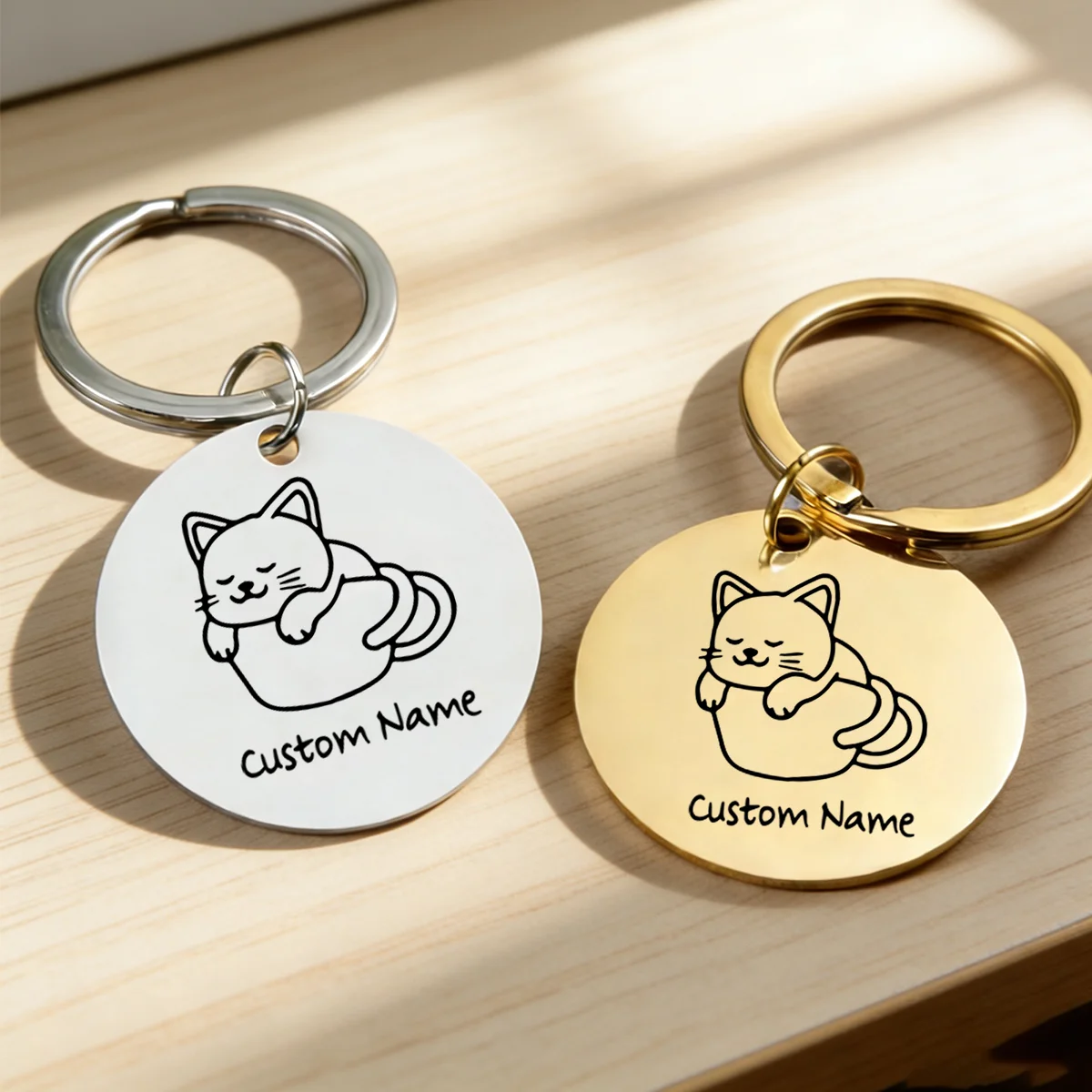 Customized 1pc dog tag, personalized carved dog tag with name and phone number, circular collar pendant for custom pet identific