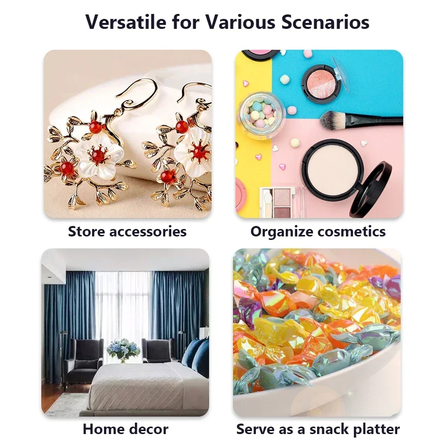 Bandeja oval de aço inoxidável, armazenamento de joias para manicure, organizador de cosméticos de metal para exibição de arte em unhas, bolo, frutas, sobremesa, servir