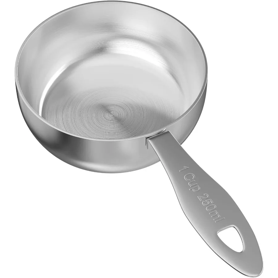 

1PCS 1Cup 250ml Stainless Steel Measuring Cup Heavy-duty Single Metal Scoop for Wet and Dry Ingredients Great Kitchen Gadgets f