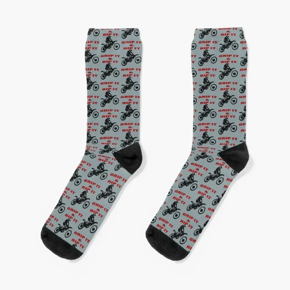 

Grip It and Rip It Dirt Bike Racer Socks soccer anti-slip FASHION tennis winter Man Socks Women's