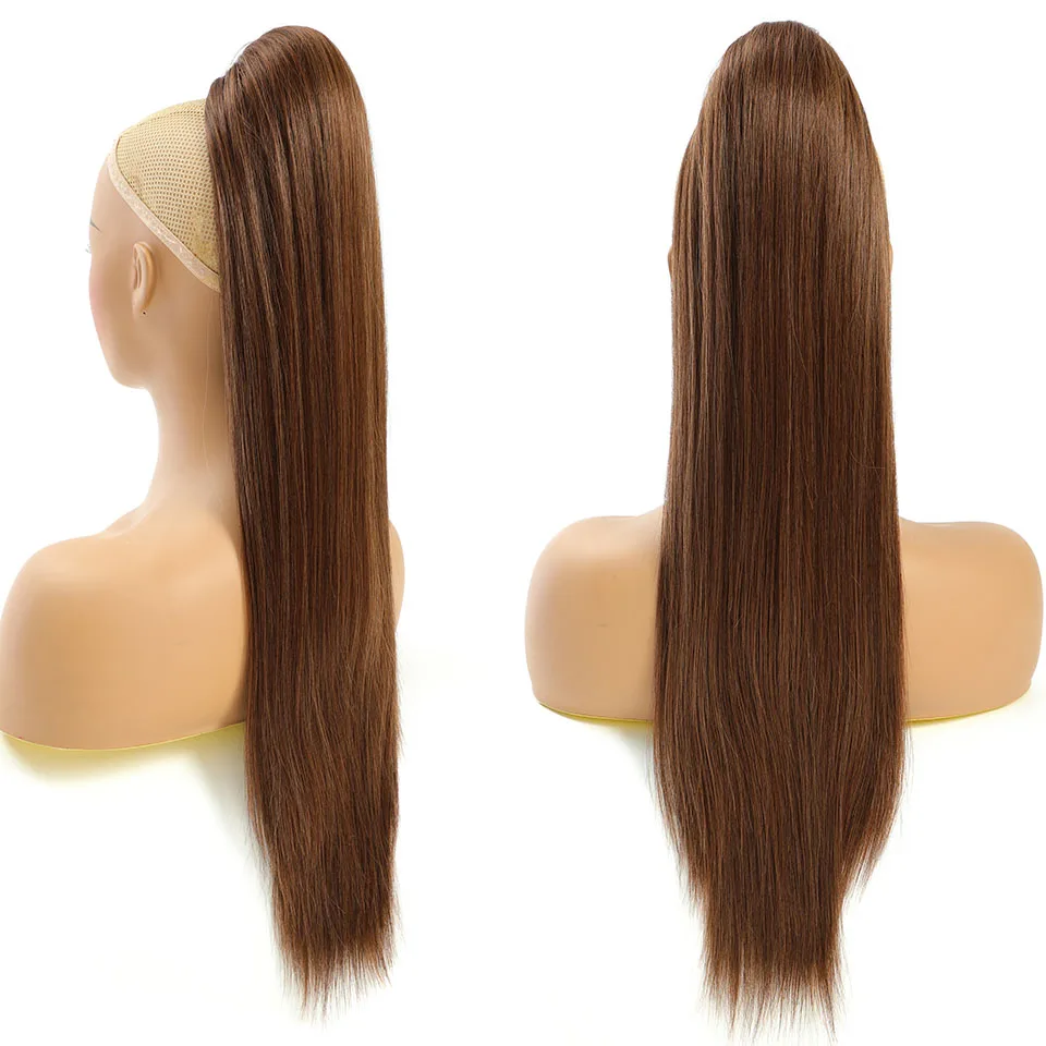 Cabelo de rabo de cavalo reto longo para mulheres, rabo de cavalo sintético, clipe de cordão 70cm, 28"