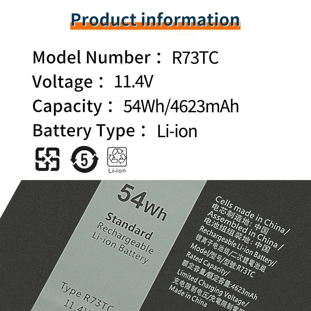 BVbh R73TC Batería genuina R73TC, JTG7N KDM9P, GTG7N 54Wh para Dell Latitude 3340,3440 Precision 3480,3580 2 en 1