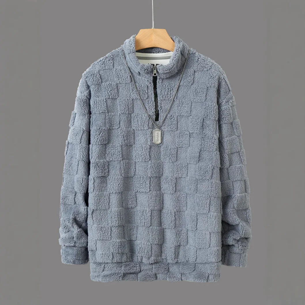 

Popular Hooded Loose Sweater Autumn And Winter Casual Large Size Half Zipper Jacket