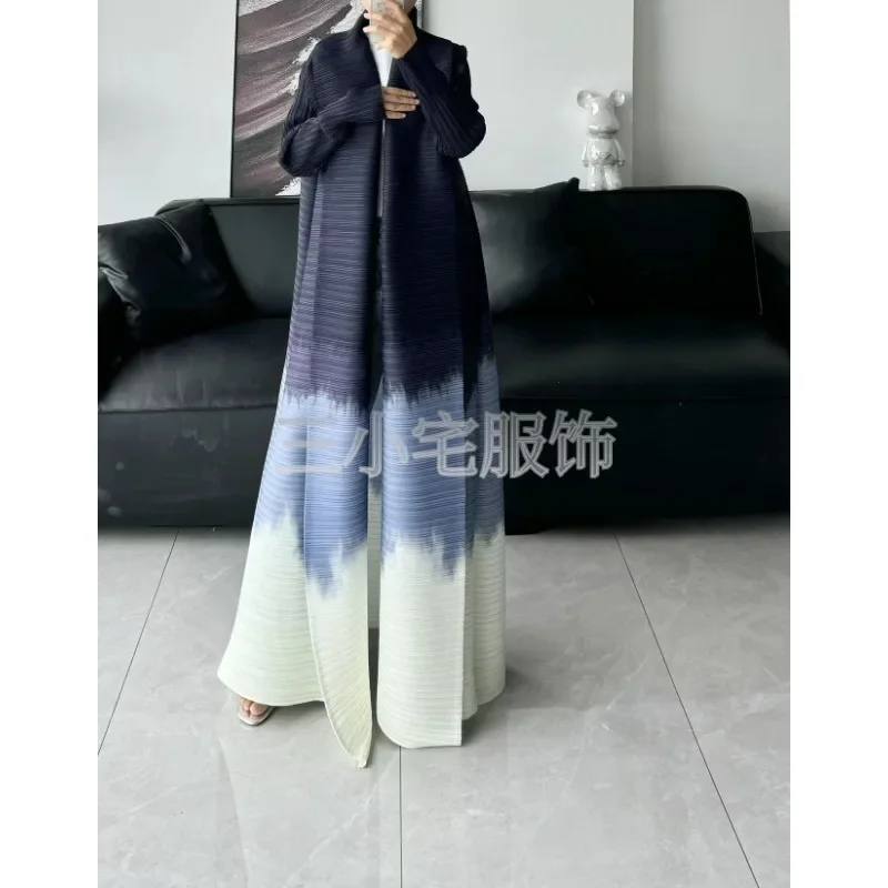 GGHK Women Abaya Vintage Printed Design Long Poncho Jacket Lapel Cardigan Loose Large Size Arabic Female Luxury Long Robe