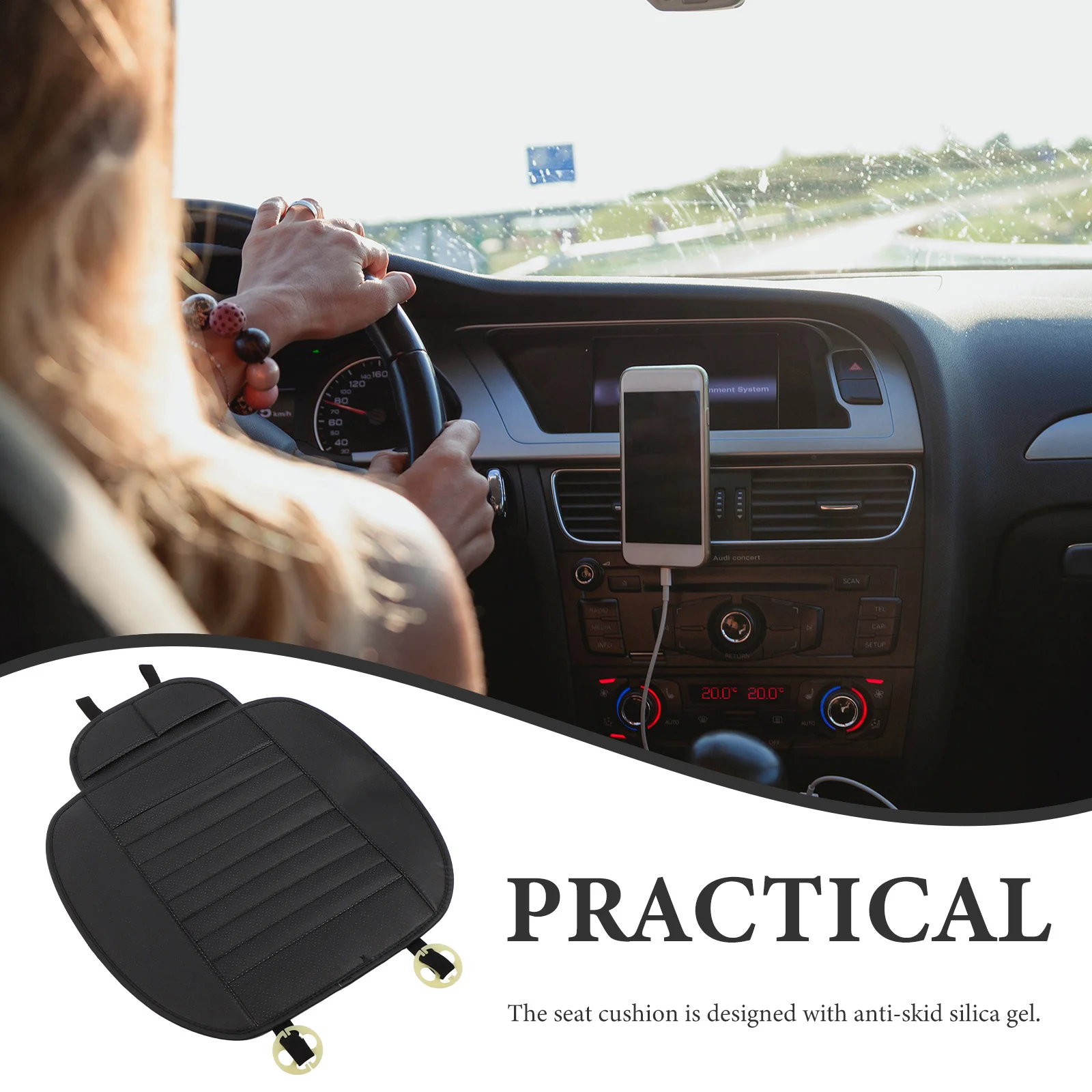 

Anti-Slip Car Seat Cover Pu High Elastic Sponge Breathable Comfortable Support Case Black Car Front