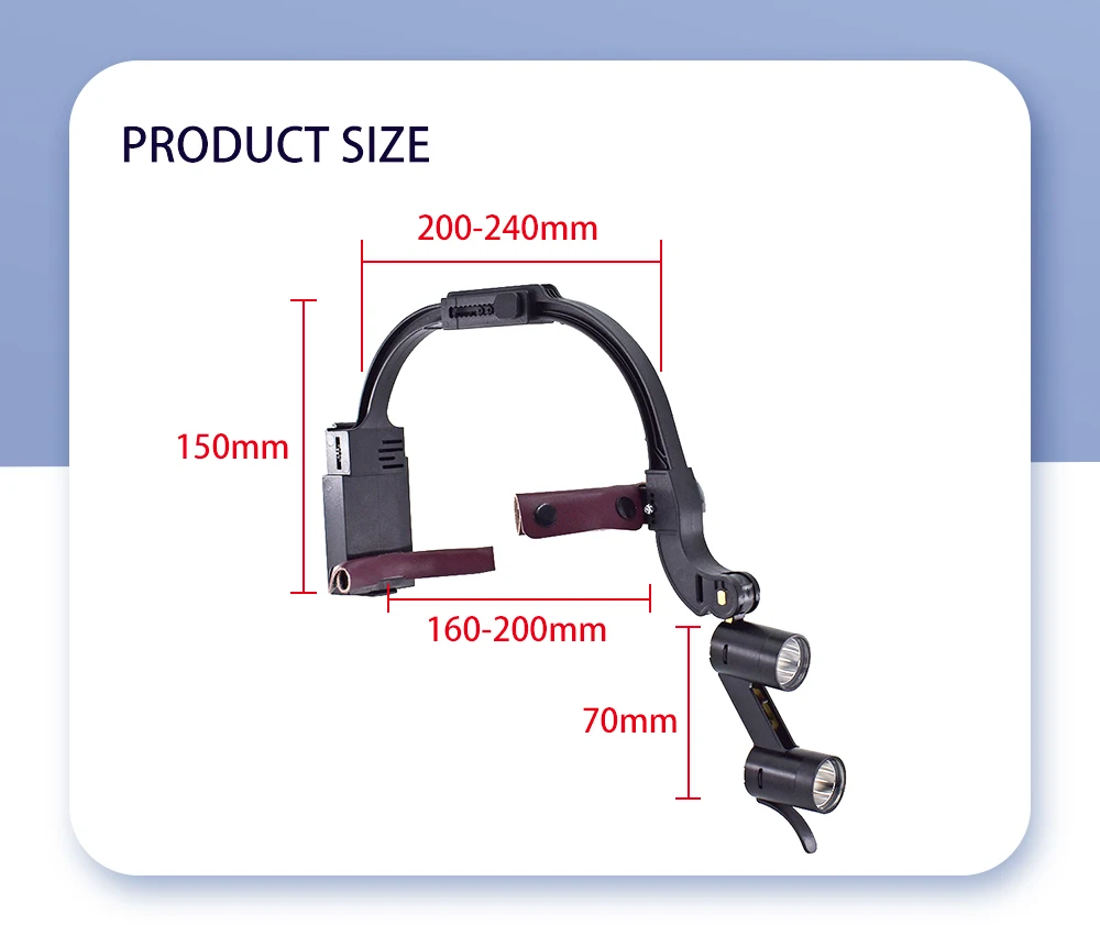Dental LED Scheinwerfer Fernglas Lupen 2,5 X/3,5 X Stirnband Einstellbar 5W Zahnarzt Chirurgische Scheinwerfer Zahnmedizin Fernglas Lupe – Detail 5