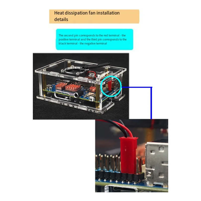 JABS-مروحة تبريد للوحة تطوير Orange Pi RV2 غلاف أكريليك صندوق تبريد شفاف B